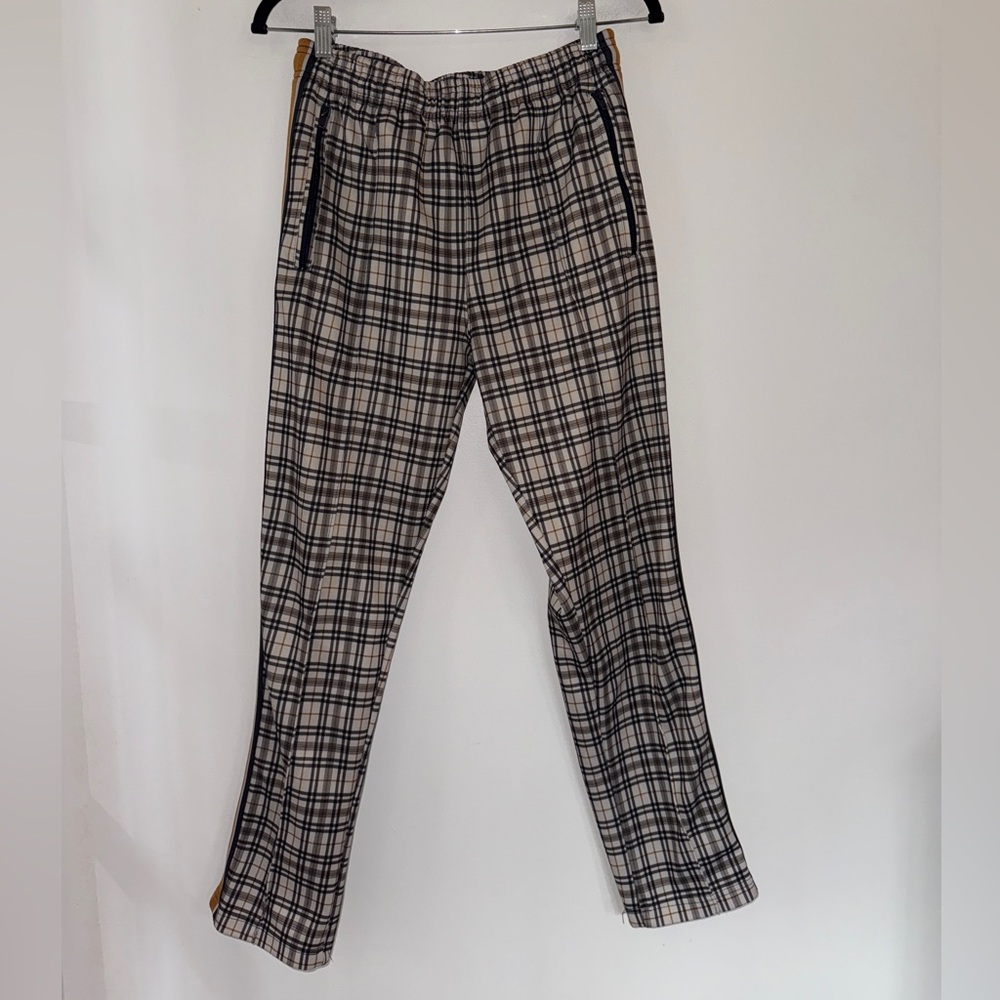 β¨ Urban Outfitters Menβs Plaid Track Pants β Tan/Black β Size S β¨ - Picture 2 of 12